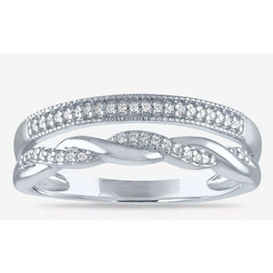 Women Genuine Diamond Sterling Silver Band Size 7